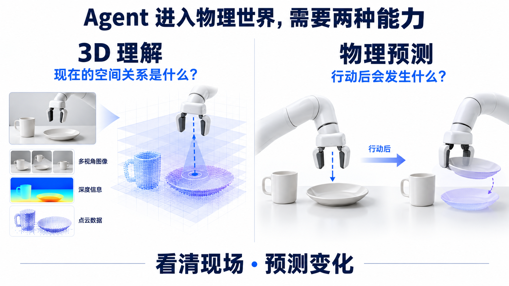 Agent 进入物理世界,需要 3D 理解和物理预测